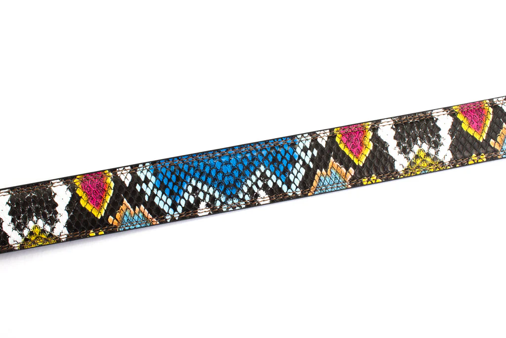 1.25" Multi-Colored Boa Print Strap - Dark Blue / Light Blue (CAS) - Image 2